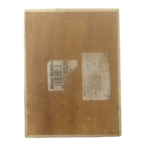 World Market Ivory Mosaic Trinket Box with Peacock Feather Design - Picture 3 of 3